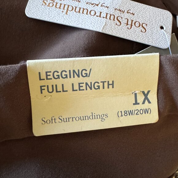 Soft Surroundings Sz 1X (18/20) Super Sleek Leggings Slim Station Brown New NWT - Picture 4 of 13